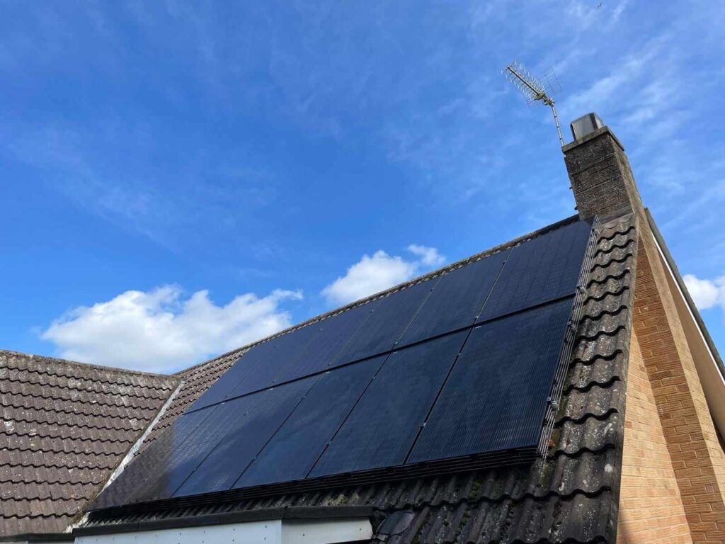 Side of the domestic house after panels cleaned